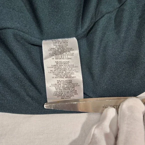 BETSY ADAM "Christine" PINE Scuba Crepe Ruffle Bow Slit Formal Gown Dress Size 8 - Picture 12 of 17